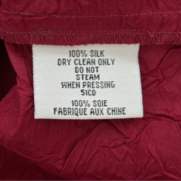 Eileen Fisher Jacket Crushed Dupioni Silk Red - Picture 6 of 7